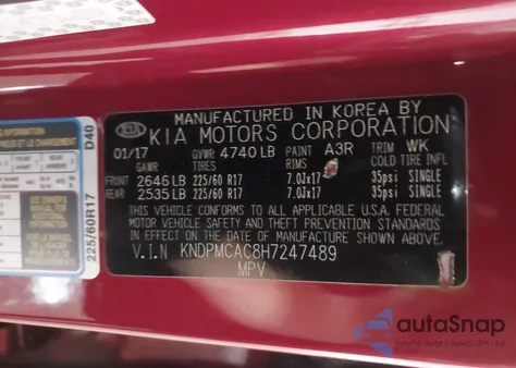 2017 Kia Sportage Lx from USA, damaged, VIN KNDPMCAC8H7247489